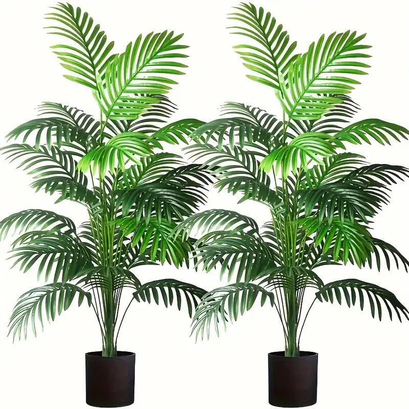 Ficus Lyrata Tree - Künstliche Pflanzen mit 24 Blättern, Areca-Palmen,