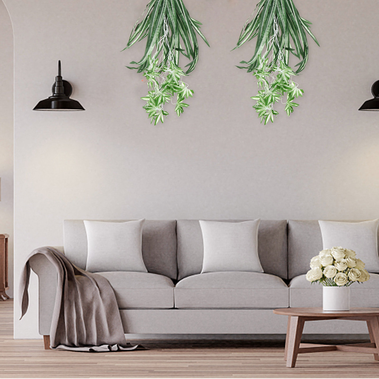 Spider Plant Hanging - Künstliche Spinnenpflanze, realistische Kunstgrün-Hängedekoration für Innen-
