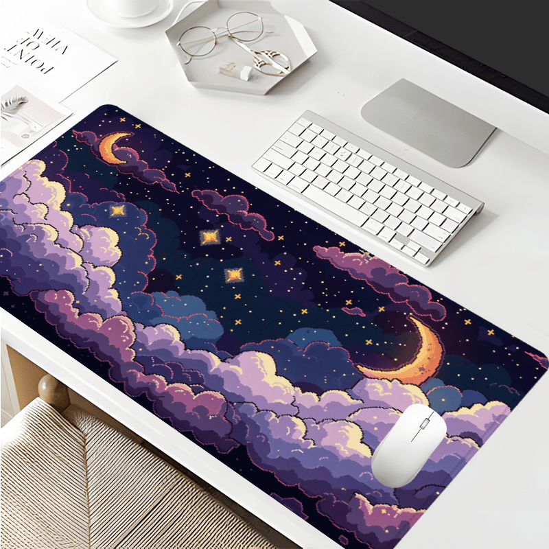 Tradescantia Purple - Lila Sternenhimmel-Wolken-Mauspad - Übergroße Traumhafte Gaming-Schreibtischunterlage