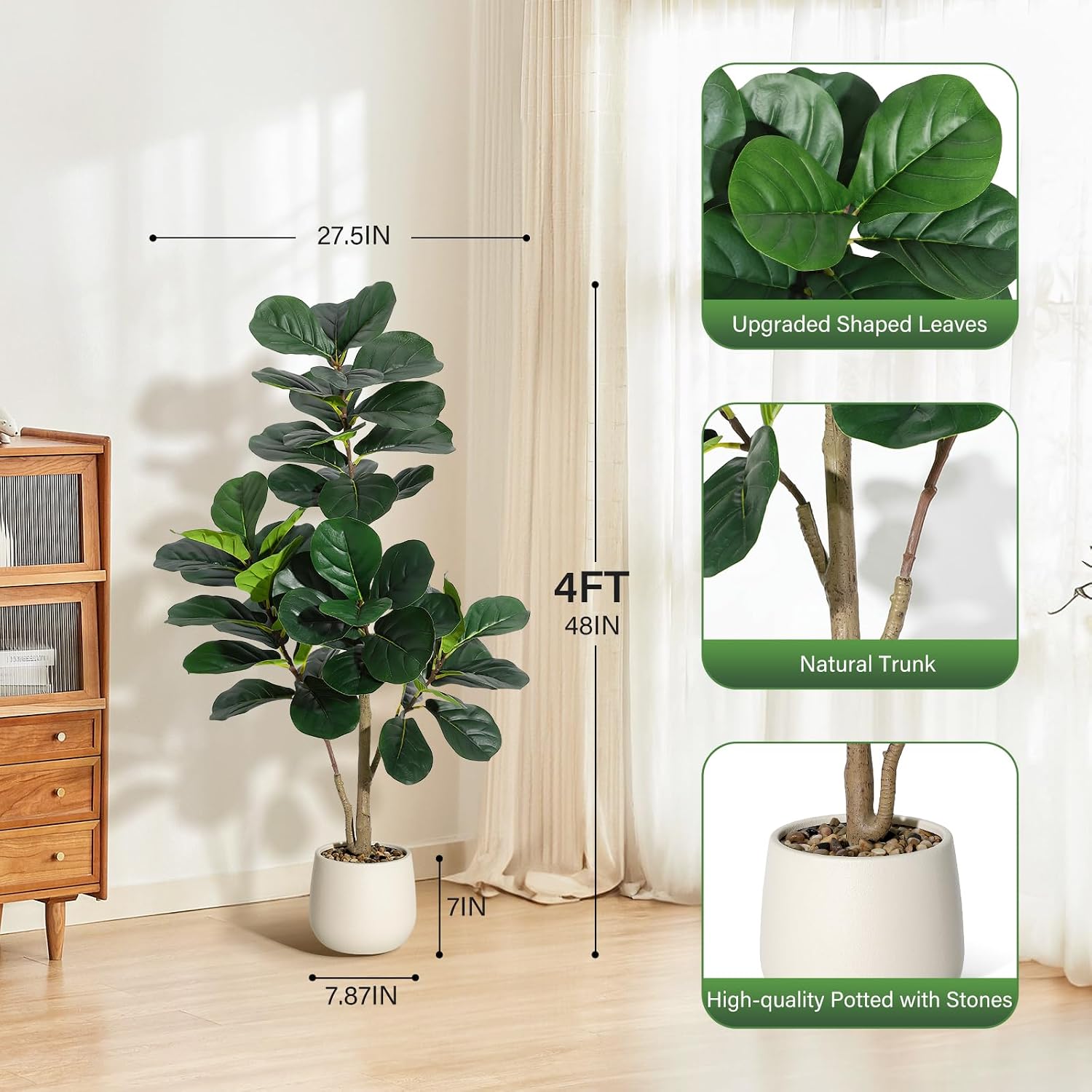 4 Fuß großer künstlicher Fiddl – Ficus Lyrata Tree Bewertung und Preis